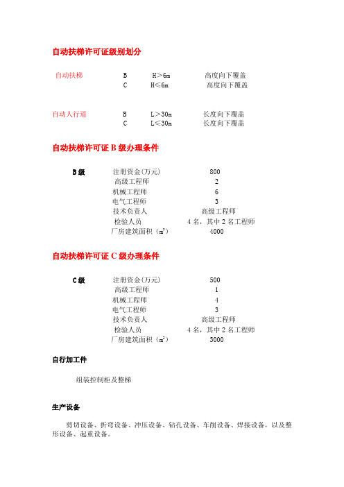 自动扶梯制造维修安装许可证办理条件