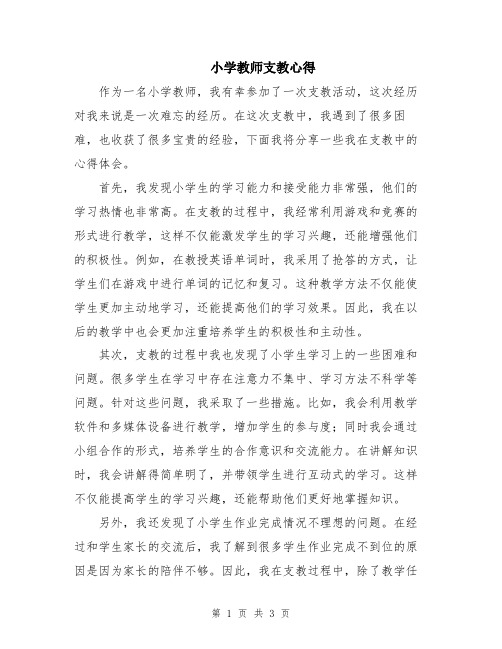 小学教师支教心得