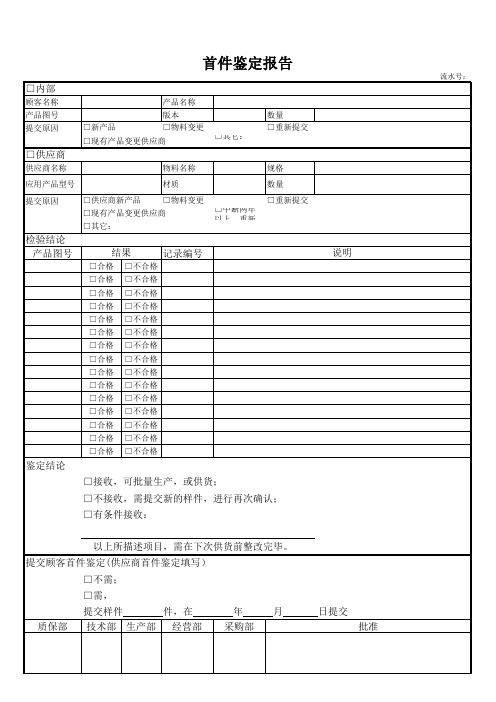 首件鉴定报告