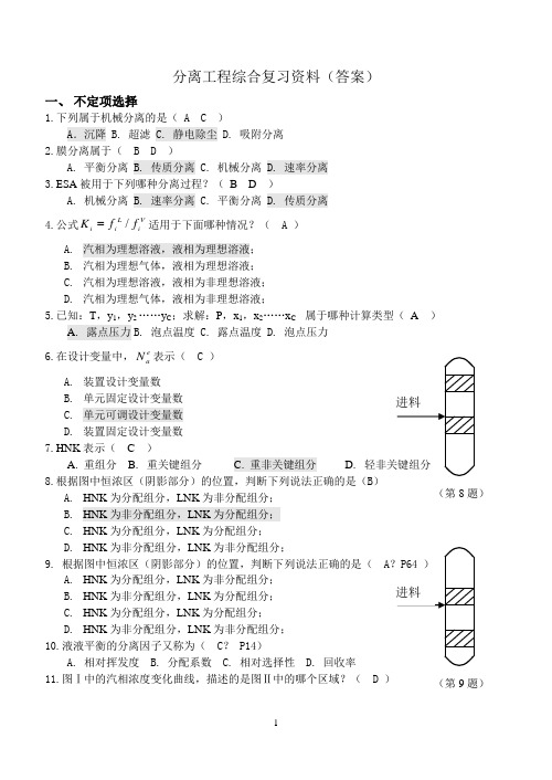 《分离工程》综合复习