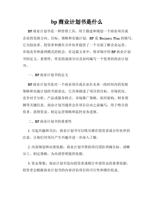 bp商业计划书是什么