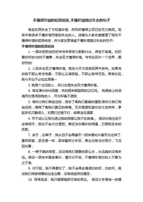 不懂得珍惜的短语说说_不懂珍惜错过失去的句子