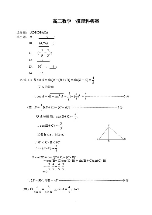 2011通州区高三一模数学文理科答案详解