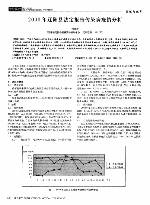 2008年辽阳县法定报告传染病疫情分析