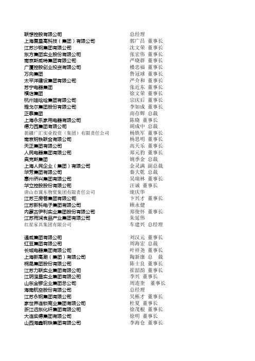 中国民营企业500强名录及联系方式