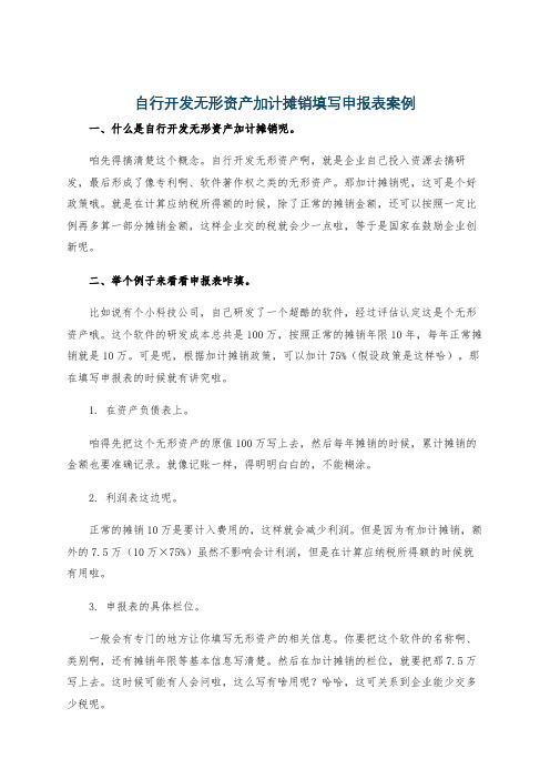 自行开发无形资产加计摊销填写申报表案例