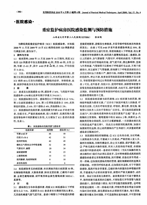 重症监护病房医院感染监测与预防措施