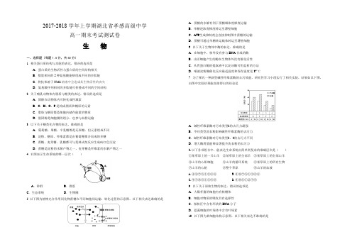 2017-2018学年上学期湖北省孝感高级中学高一期末考试试卷 生物