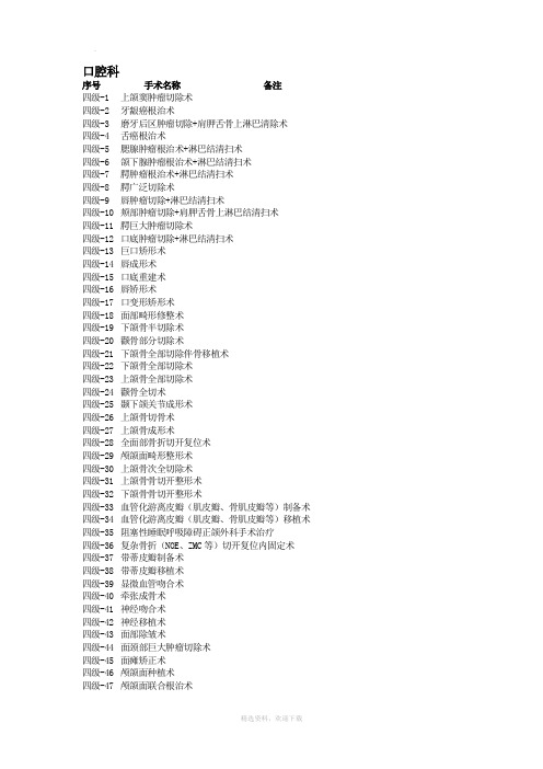 口腔科手术分级