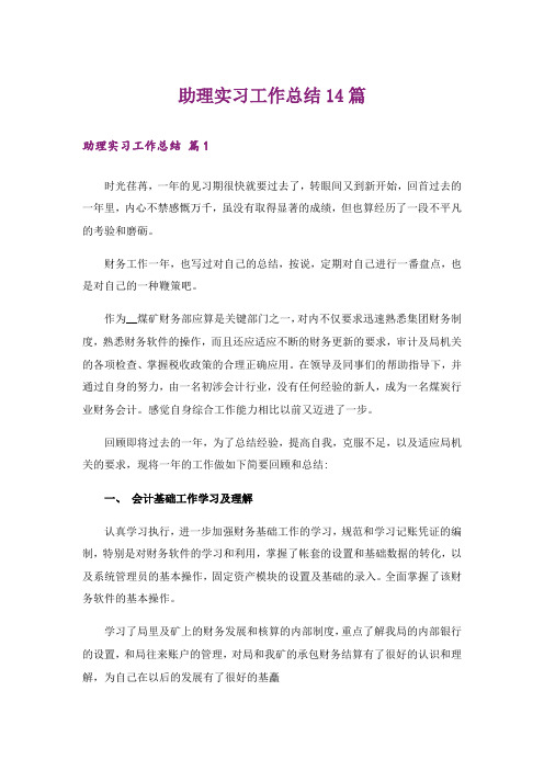 助理实习工作总结14篇