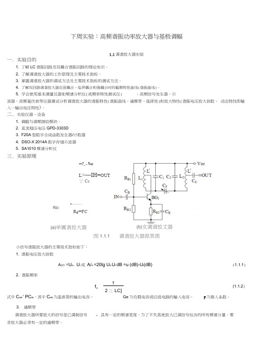 实验一调谐放大器实验