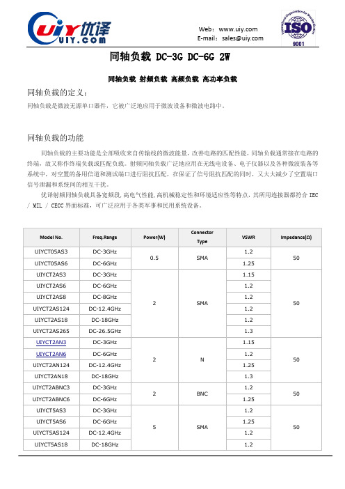 DC-3GHz-DC-6GHz-2W-同轴负载