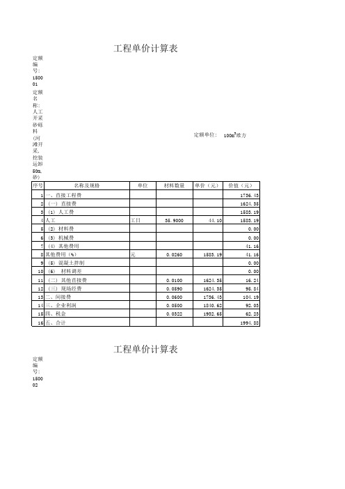 山东水利定额(上册)