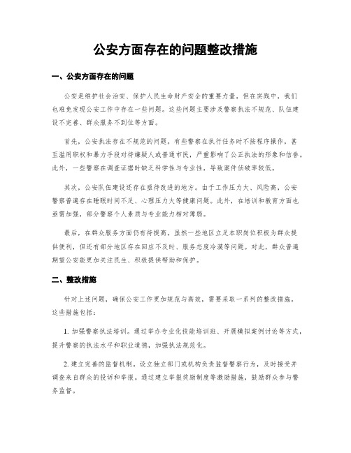 公安方面存在的问题整改措施