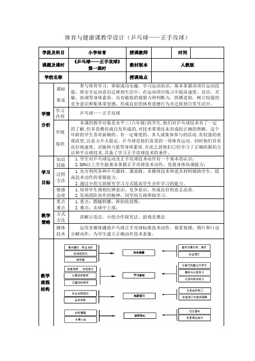 新人教版五至六年级体育下册《球类运动  4.乒乓球  1.正手快攻》公开课教案_14