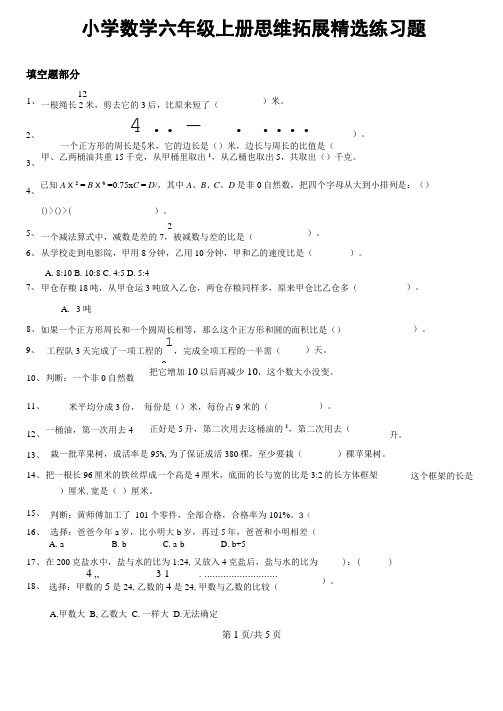 六年级上册数学同步拓展思维拓展精选练习题