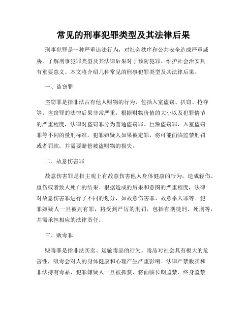 常见的刑事犯罪类型及其法律后果