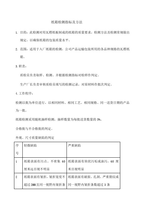 纸箱检验指标及方法