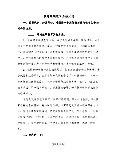 教师继续教育总结反思（三篇）