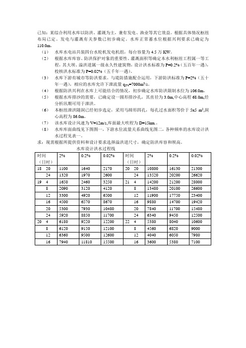 防洪调节计算计算