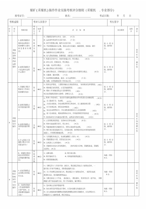 采煤机司机(实操考核)