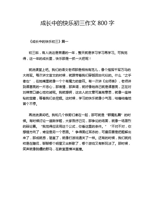 成长中的快乐初三作文800字