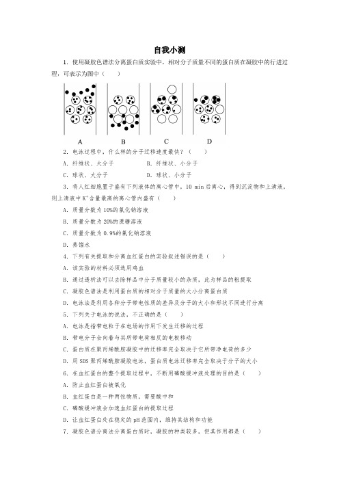 人教版高中生物选修1 血红蛋白的提取和分离练习题测试题