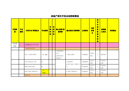 房地产项目开发总体控制规划