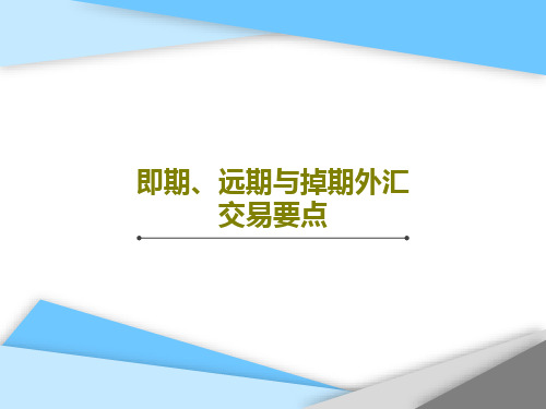 即期、远期与掉期外汇交易要点PPT文档113页