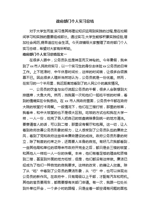 政府部门个人实习总结