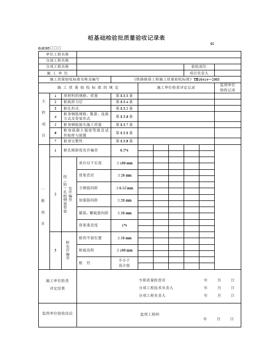 桩基础检验批质量验收记录表