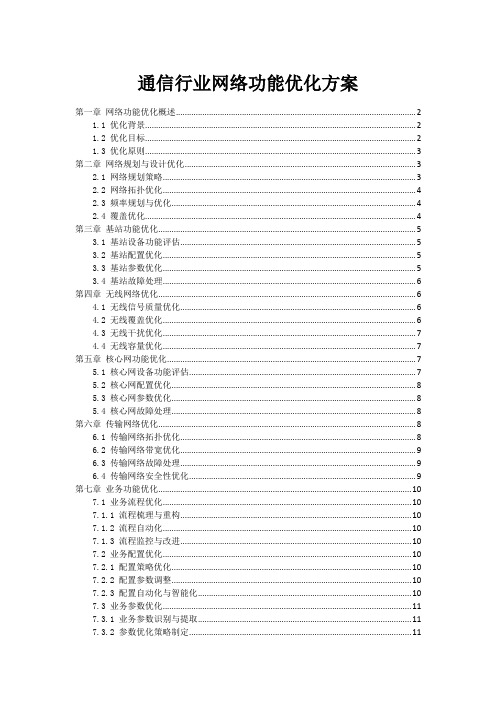 通信行业网络功能优化方案