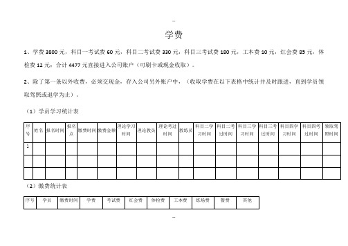 学费收费方案及教练分成方案