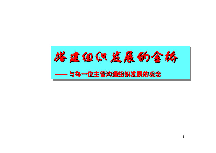 搭建组织发展的金桥——与每一位主管沟通组织发展的观念