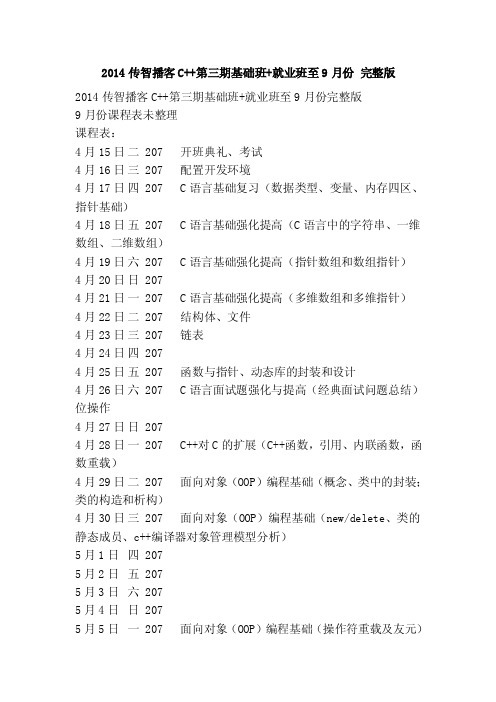 2014传智播客C第三期基础班就业班至9月份完整版