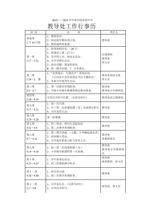 武陟县实验中学教导处行事历