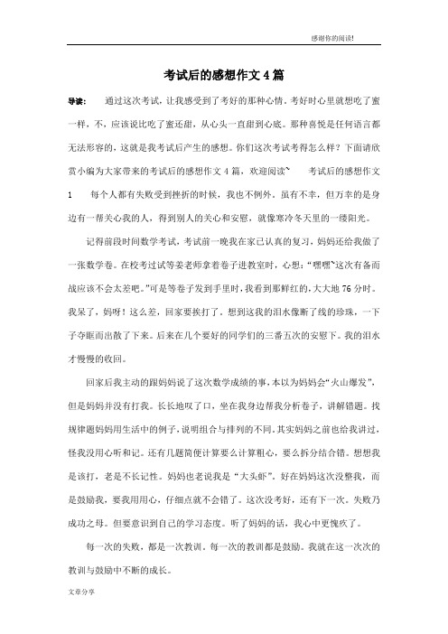 考试后的感想作文4篇