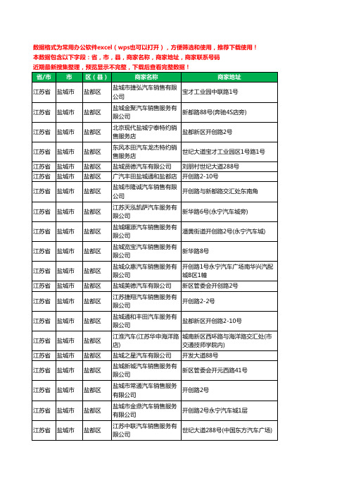 2020新版江苏省盐城市盐都区汽车4S店工商企业公司商家名录名单联系电话号码地址大全23家