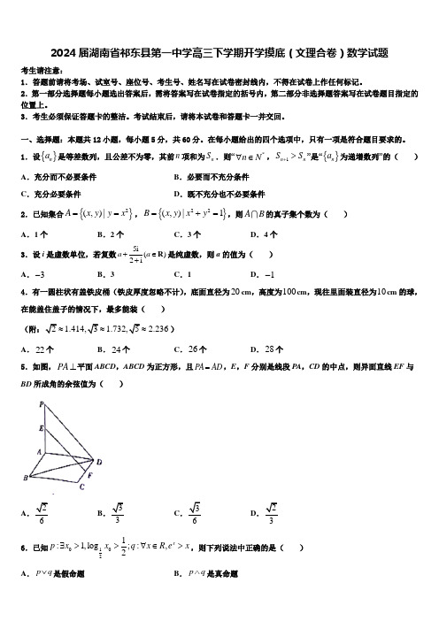 2024届湖南省祁东县第一中学高三下学期开学摸底(文理合卷)数学试题