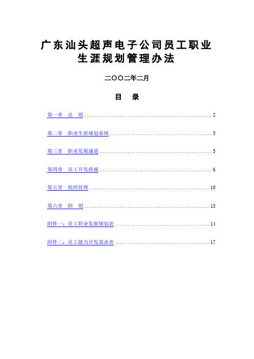 广东汕头超声电子公司员工职业生涯规划管理办法