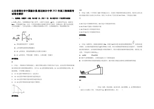 山东省烟台市中国赫尔曼.格迈纳尔中学2021年高三物理联考试卷含解析