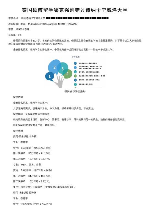 泰国硕博留学哪家强别错过诗纳卡宁威洛大学