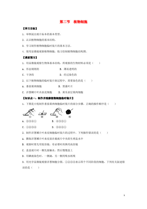 七年级生物上册 2_1_2 植物细胞作业设计 (新版)新人教版1