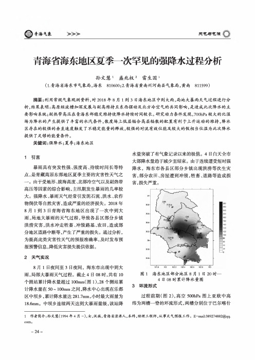 青海省海东地区夏季一次罕见的强降水过程分析