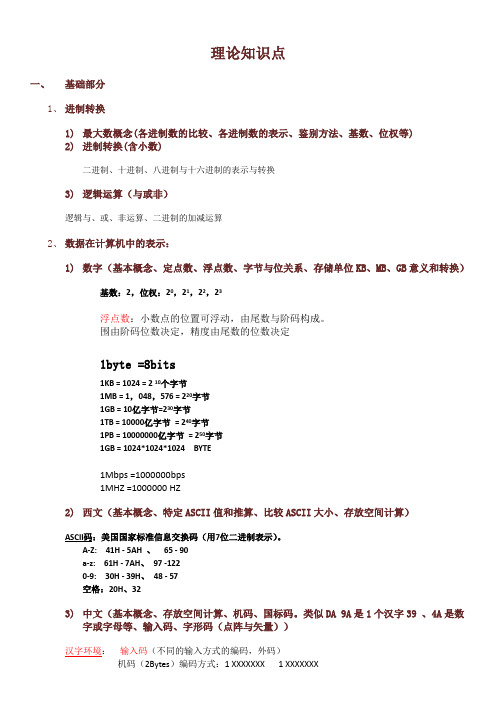 大学计算机基础理论知识点复习