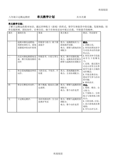 立定跳远单元教学筹划