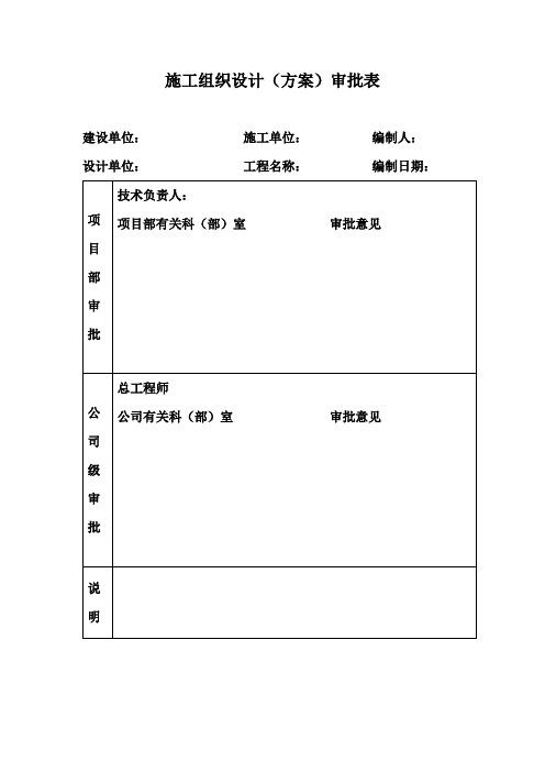 施工组织设计(方案)审批表施工组织设计(方案)报审表【模板】