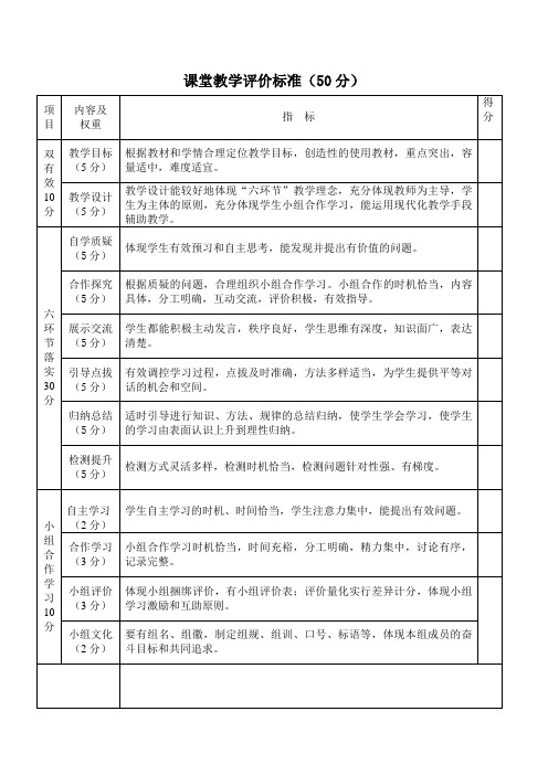 新课标课堂教学评价标准