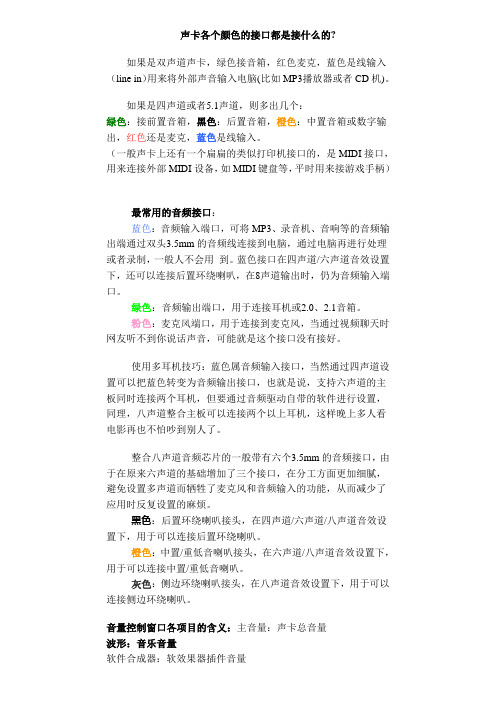 声卡各个颜色的接口都是接什么的