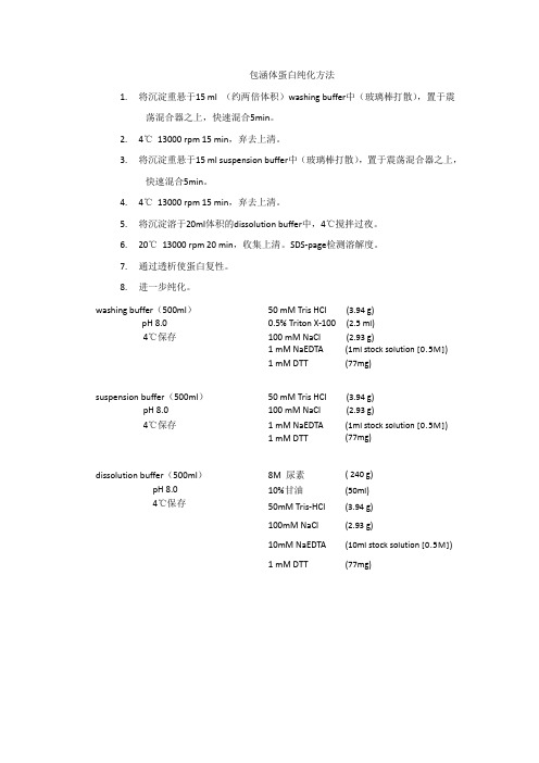 包涵体蛋白纯化方法1